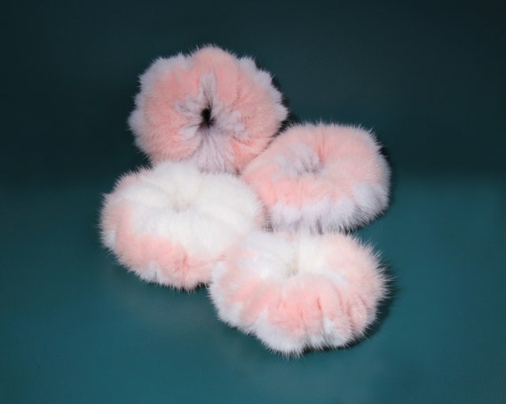 Pink Mink Fur Ponytail Holder New Mink Fur Scrunchie Ponytail Holder Hair Tie Fur  main image 4