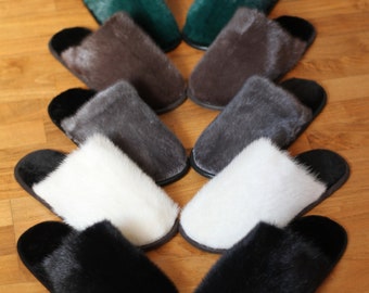 Fur Slippers for Women, Indoor slippers, Natural Leather, Sheepskin, Free Delivery