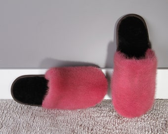 Men's French Rose Fur Slippers