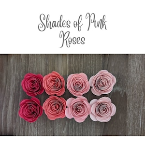 24 Piece Rolled Paper Flowers 1 to 2 inches Wide, Pink Paper Roses
