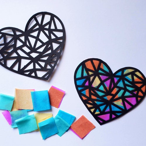 Heart Shaped Suncatcher Kit for Kids Classroom Craft Kit Etsy