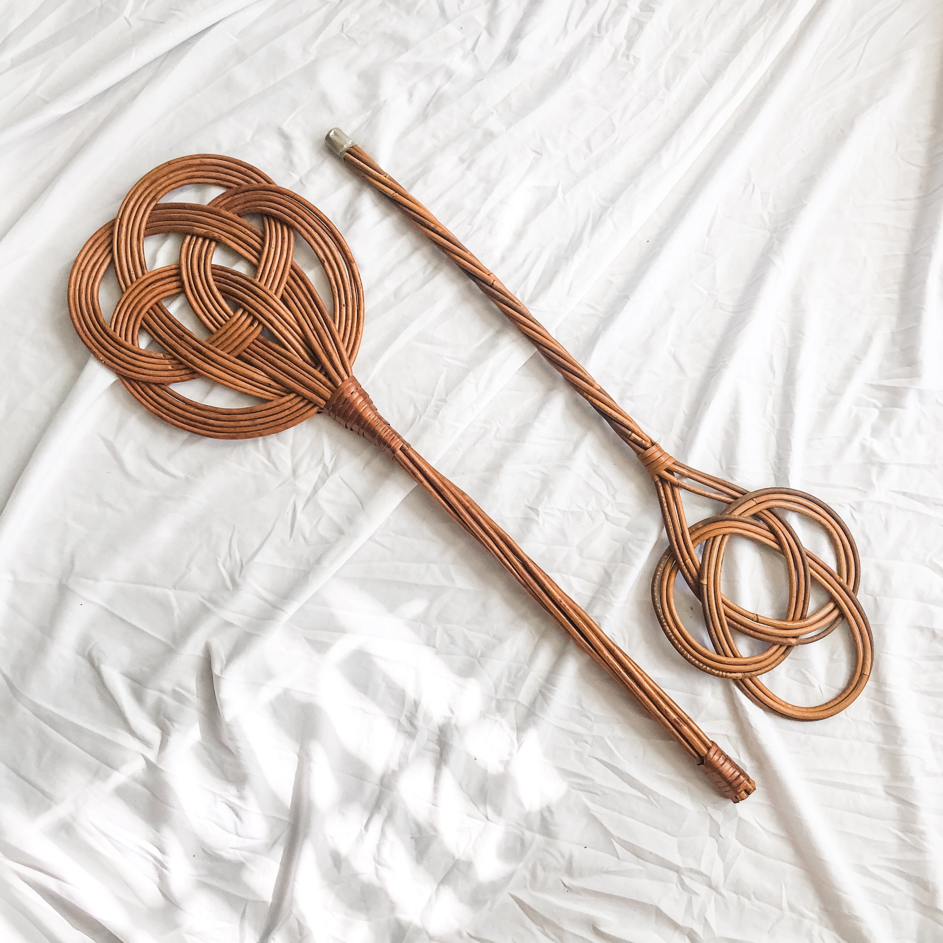 70s rattan woven rug beater / rug beater / carpet beater / Etsy