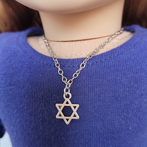 Silver Star of David Necklace for 18 inch dolls, Hanukkah