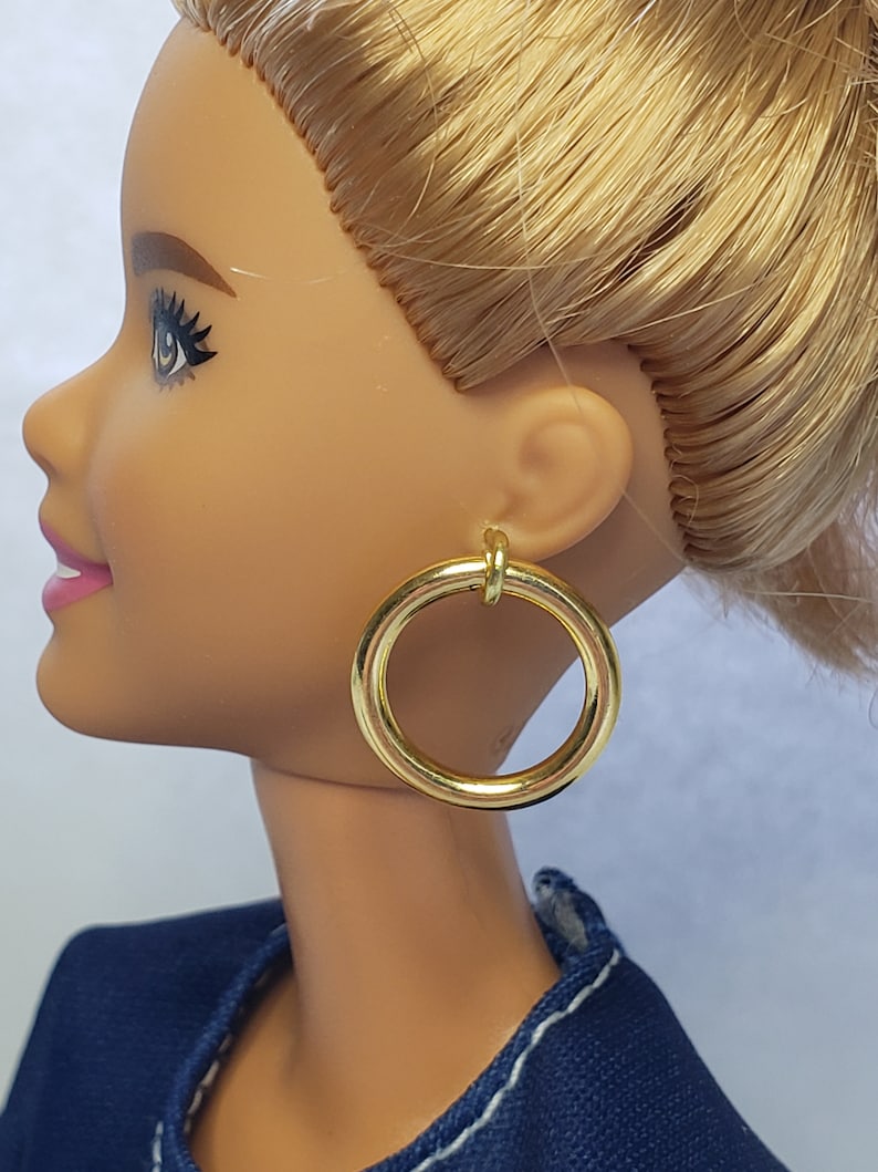 Fashion Royalty 1:6 scale Barbie Gold Hoops Earrings for 11.5 inch