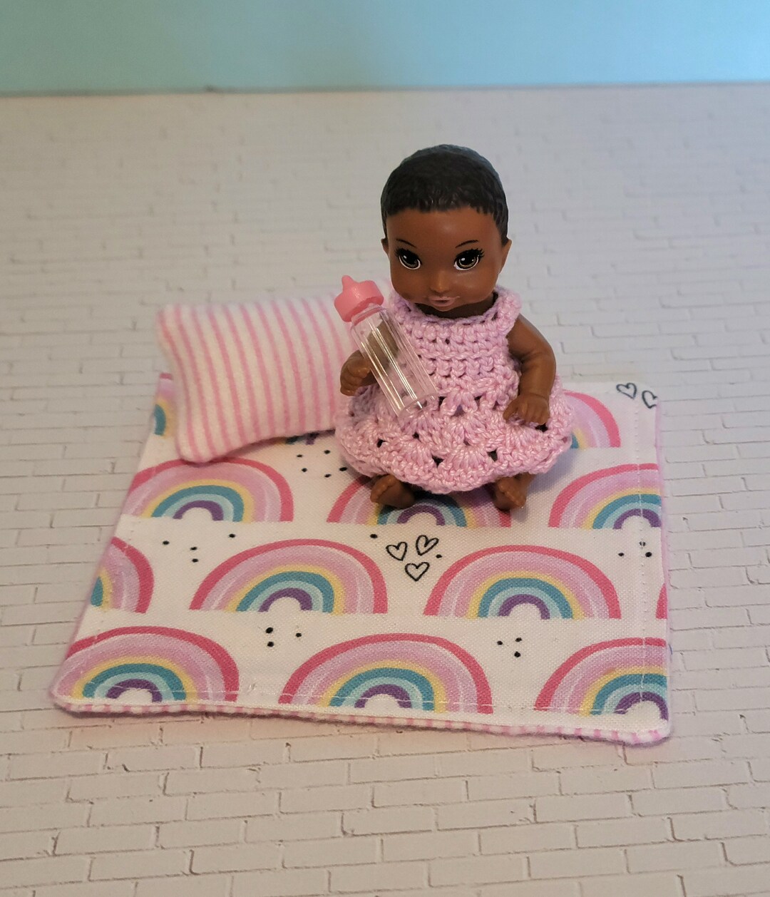 3 Inch Baby Doll Bedding and Play Bottle for Fashion Doll Babies and ...