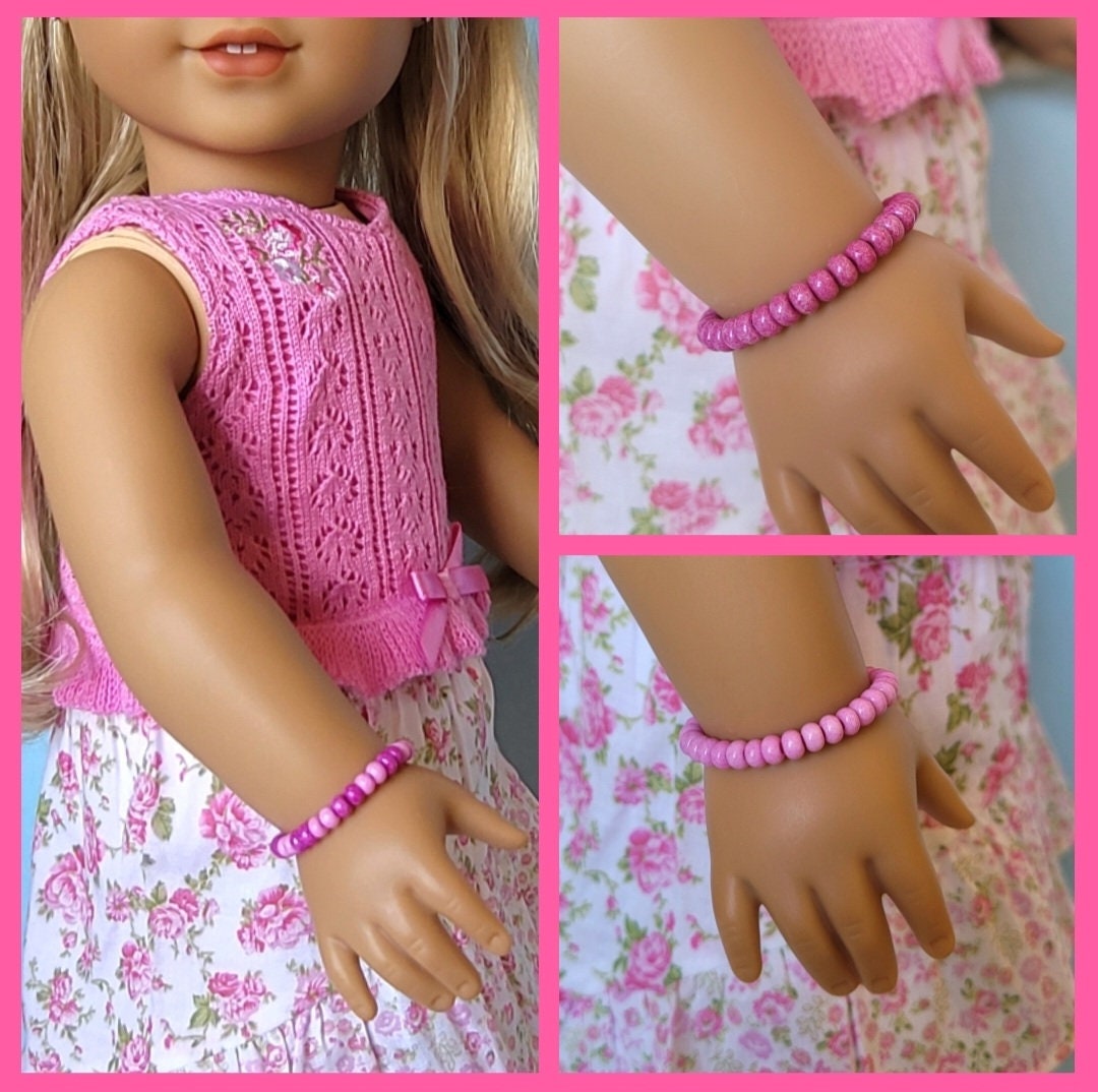 Pink Beaded Bracelets for American Girl Dolls and Other 18 Inch Dolls