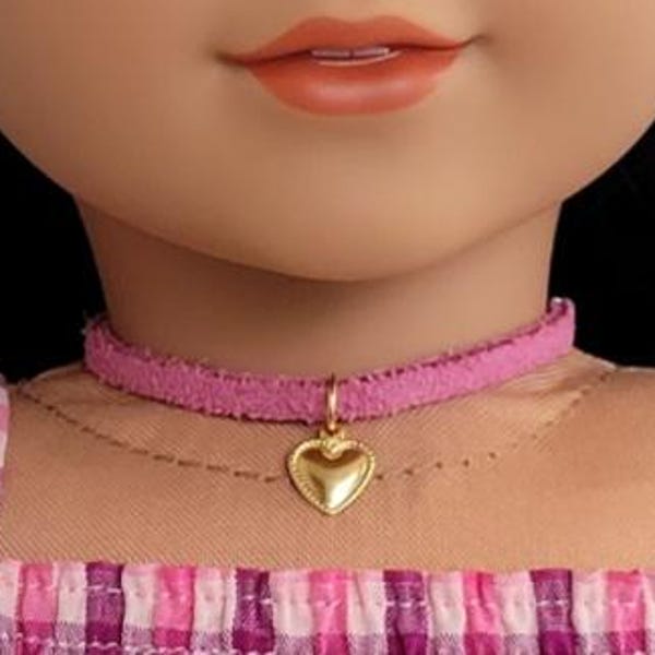 Gold Heart Choker for American Girl Doll GOTY 2026 Racuel Reyes and other 18 inch dolls