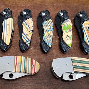 Small Pocket Knife With Recycled Skateboard Handle - Free Shipping!