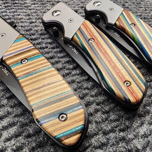 Pocket Knife With Recycled Skateboard Handle - Free Shipping!