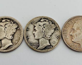 1944 年マーキュリー ダイム「W」刻印; 10 セント硬貨; 米国通貨