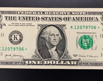 One Dollar Star Note Series 2017 K 12079706*