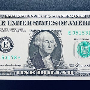 1985 One Dollar *Star* Federal Reserve Note  E 05153178*