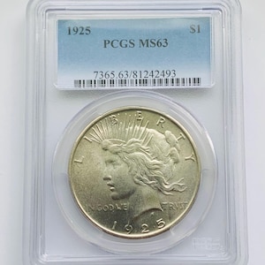 1925 Peace Silver Dollar Certified & Graded PCGS MS63