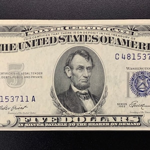 Series 1953 Five Dollar Silver Certificate C 48153711 A