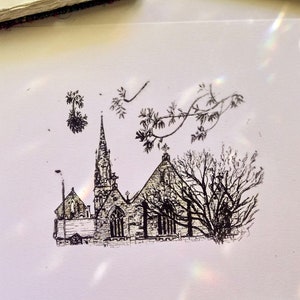 Architecture Art, Art Print, Ink Art, University of Notre Dame, Sydney Australia, Ink Drawing, Archilovers Gift, Architects Gift, Ink Print
