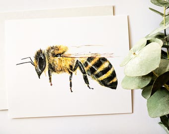 Honungsbitryck, 20x25 cm, akvarellkonsttryck, biodlarepresent, akvarellmålning, konsttryck, originalkonsttryck, rädda bina
