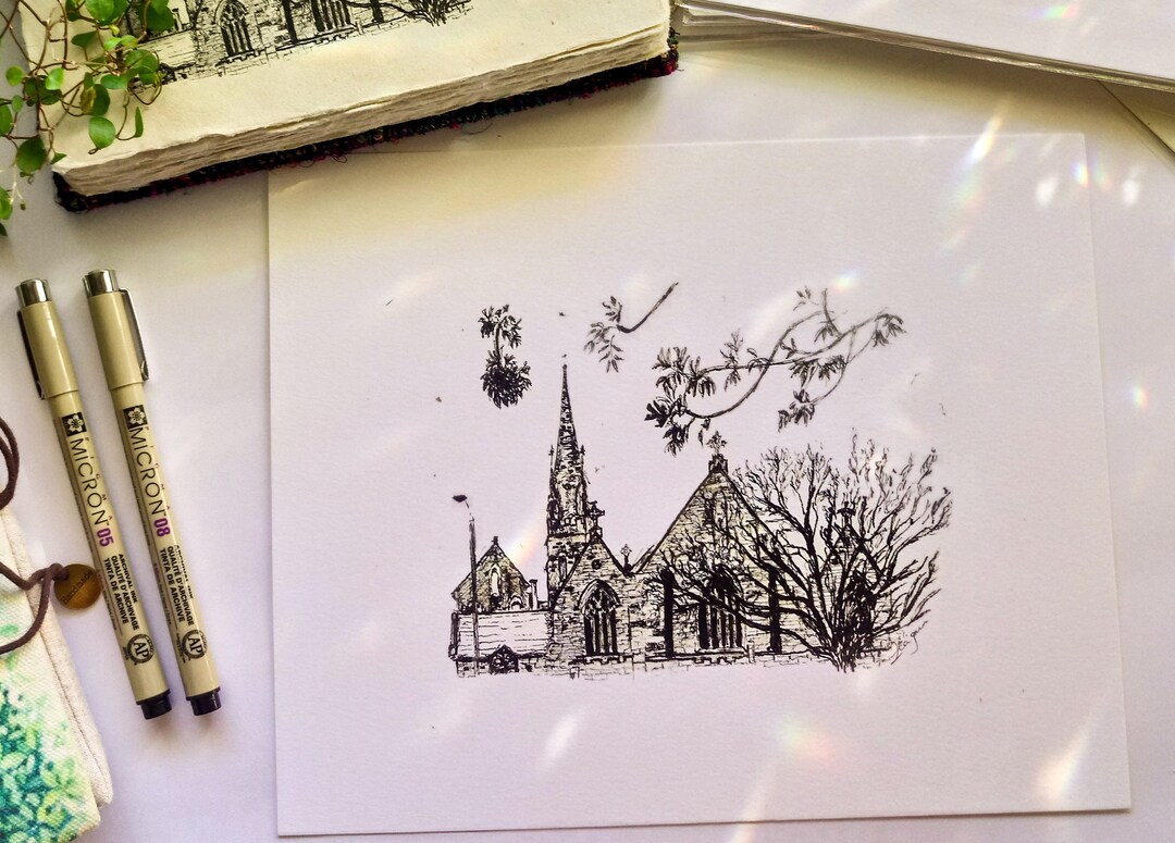 Architecture Art, Art Print, Ink Art, University of Notre Dame, Sydney ...