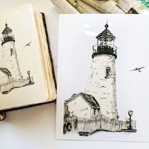 Lighthouse Art, Nautical Art, Pemaquid Point Lighthouse Maine, Lighthouse Drawing, Lighthouse Gifts, Architecture Art, Nautical Prints,Maine