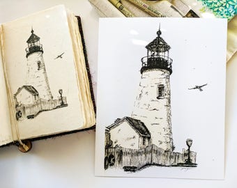 Fyrkonst, Sjökonst, Pemaquid Point fyr Maine, Fyrteckning, Fyrpresenter, Arkitekturkonst, Sjötryck, Maine