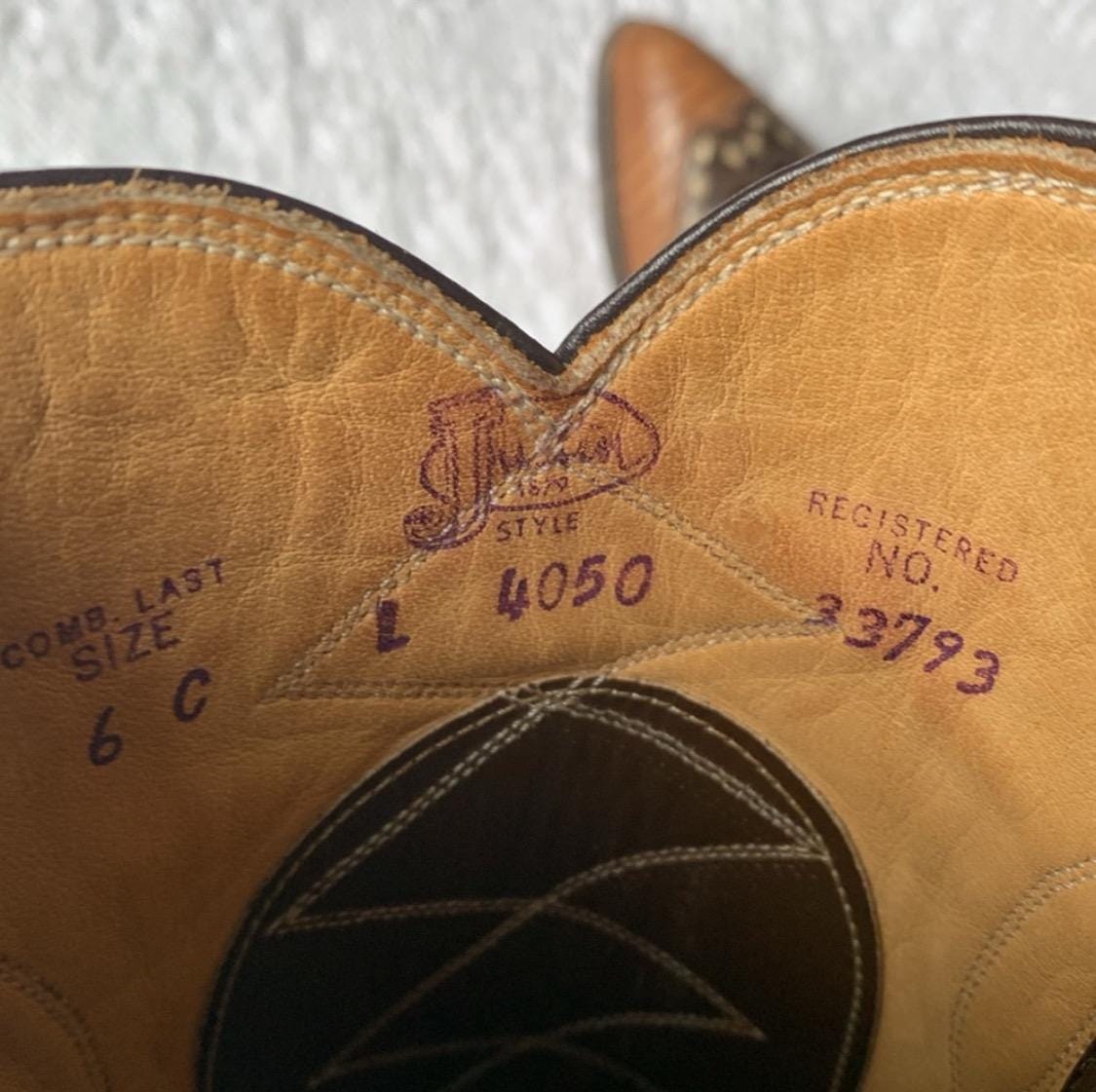 Vintage Justin Tall Cowgirl Boots 8 A USA Made Tooled Overlay