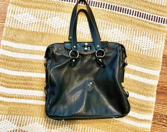 Authentic YSL Rive Gauche Leather Satchel by Yves Saint Laurent Black