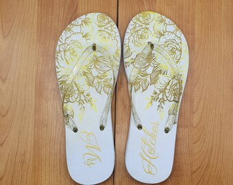 personalised bridesmaid flip flops