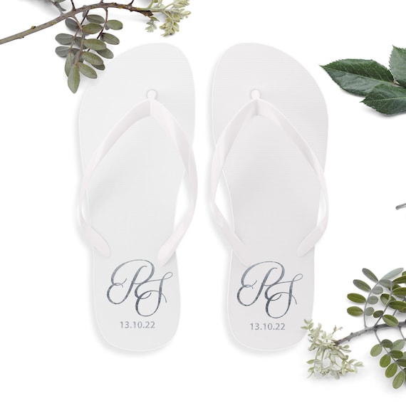 12 PAIRS Custom MONOGRAM Wedding Flip Flops Dancing - Etsy