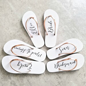 Personalised Flip Flops| ROSE GOLD | Bride| Bridesmaid| Maid of Honour | Wedding | Birthday |Hen Do| Bridal Shower| Name Flip Flops