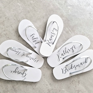 Personalised Flip Flops| SILVER | Bride| Bridesmaid| Maid of Honour | Wedding | Birthday |Hen Do| Bridal Shower| Name Flip Flops