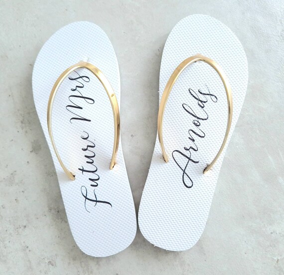 Personalised Flip Flops Bride GOLD Slippers Custom Bridesmaid Gifts Wedding Personalized Gift Bridal Shower Custom Name Flip Flops Etsy Australia