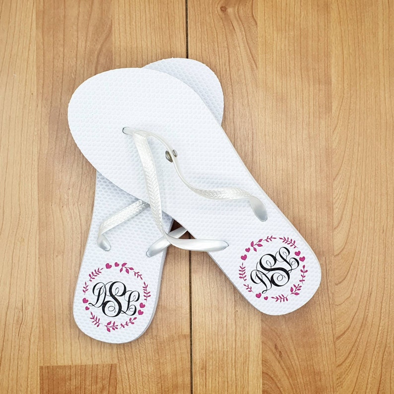 Personalised Diamante Stud Bridal Flip Flops MONOGRAM Maid | Etsy