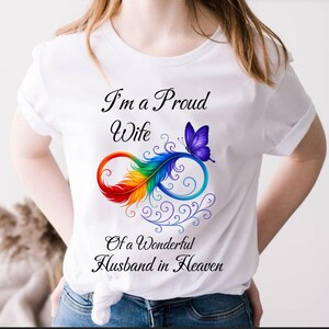 Proud Wife Of A Husband In Heaven Shirt - Memorial Gift For Loss Of Spouse - Remembrance Tee For Grieving Widows - Sympathy Gift Idea