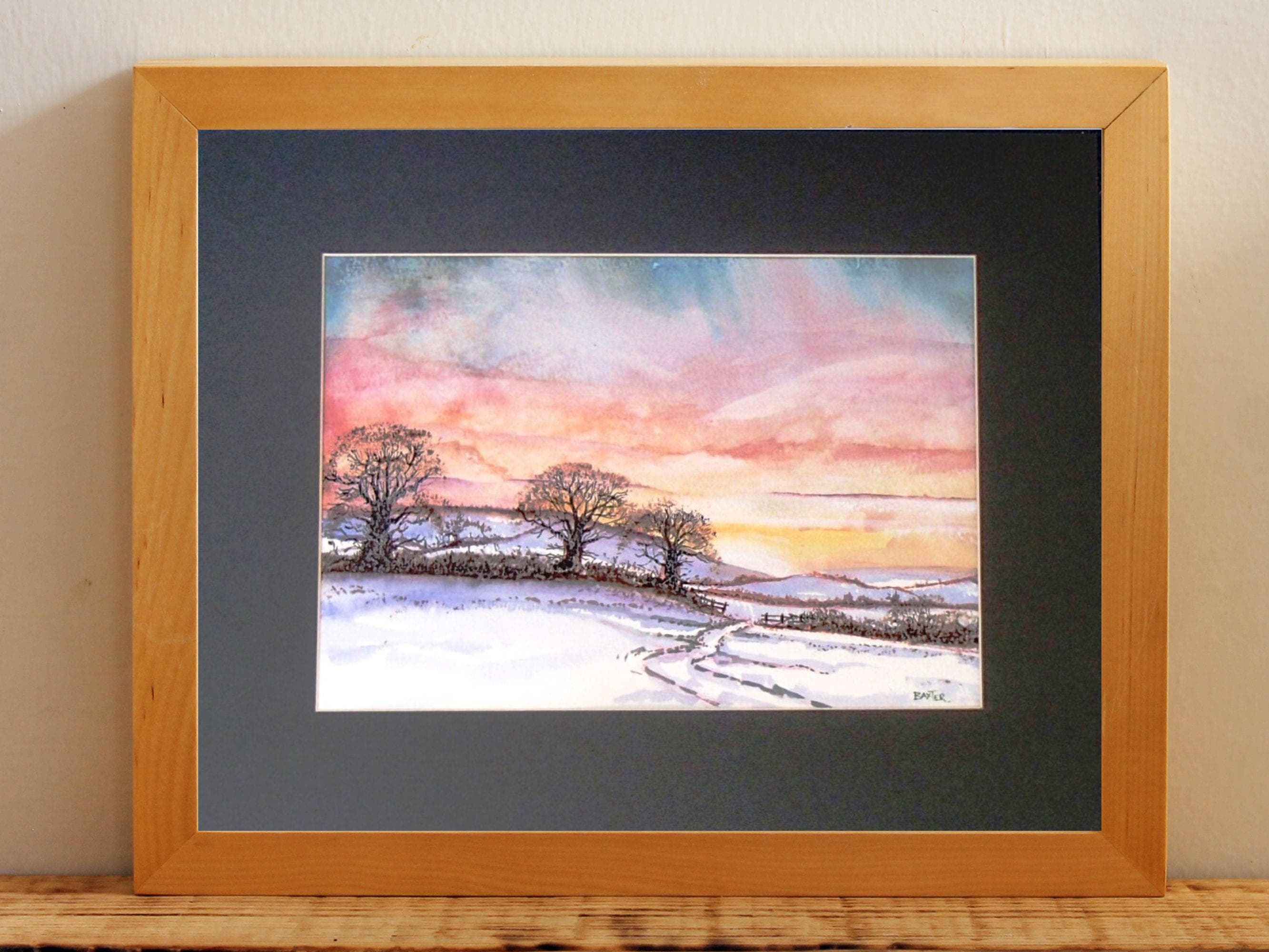 バリー・バクスターによる雪景色の水彩画、13x9 - Etsy 日本