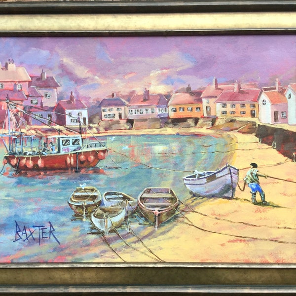 Not print; Original painting of Mousehole , Cornwall by Barry Baxter