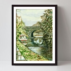 Original Watercolour Painting: Staffordshire Canal Narrow Boat Art by Barry Baxter (Unframed)