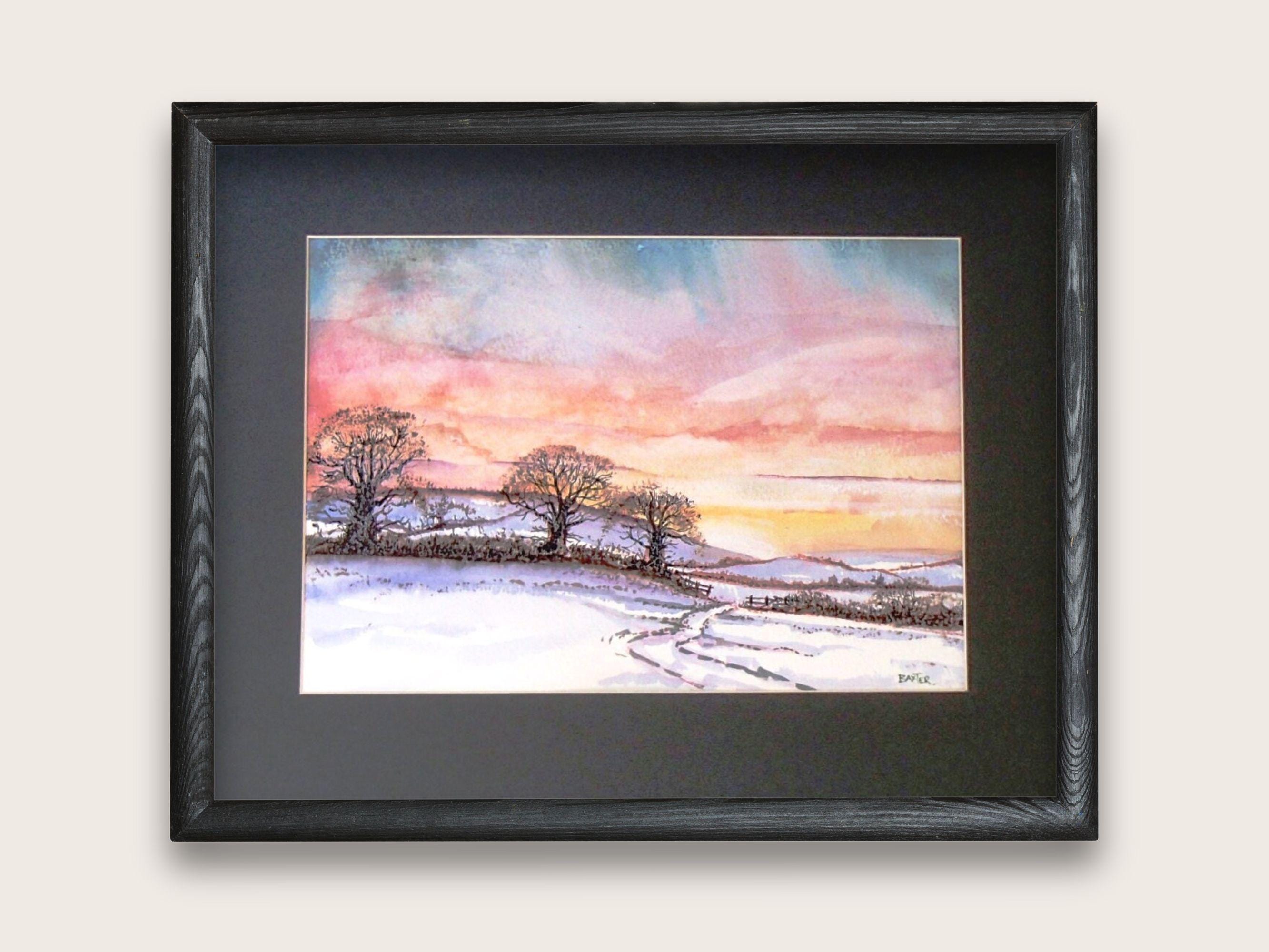 バリー・バクスターによる雪景色の水彩画、13x9 - Etsy 日本