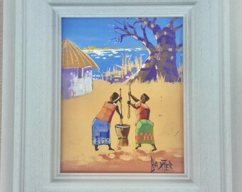 Not a print; Original contemporary painting of rural African life by Barry Baxter