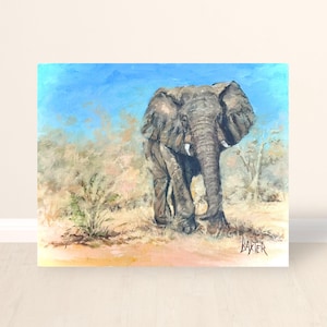 Original African Elephant Oil Painting on Canvas - Unique Wildlife Art, 50x40cm by Barry Baxter