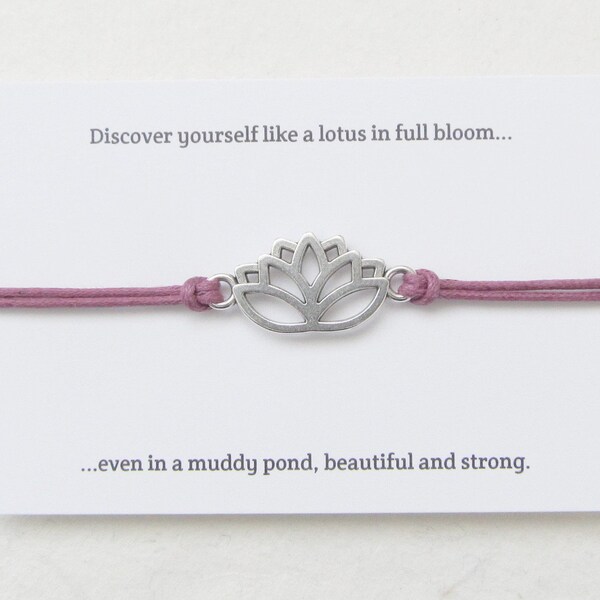 Lotus bracelet, Yoga bracelet, Lotus jewelry, Wish bracelet