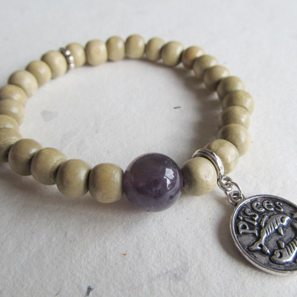 SALE!!! Pisces bracelet Amethyst, horoscope jewelry, pisces bracelet, zodiac bracelet