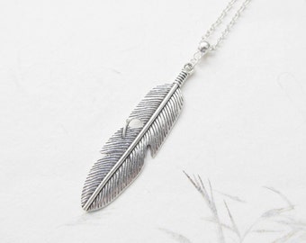 Feather necklace, feather jewelry