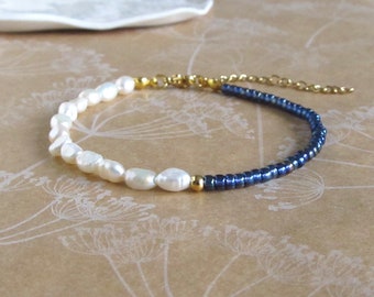 Freshwater pearl bracelet, Miyuki bracelet, Beaded bracelet