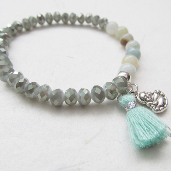 Buddha bracelet, amazonite bracelet, yoga bracelet