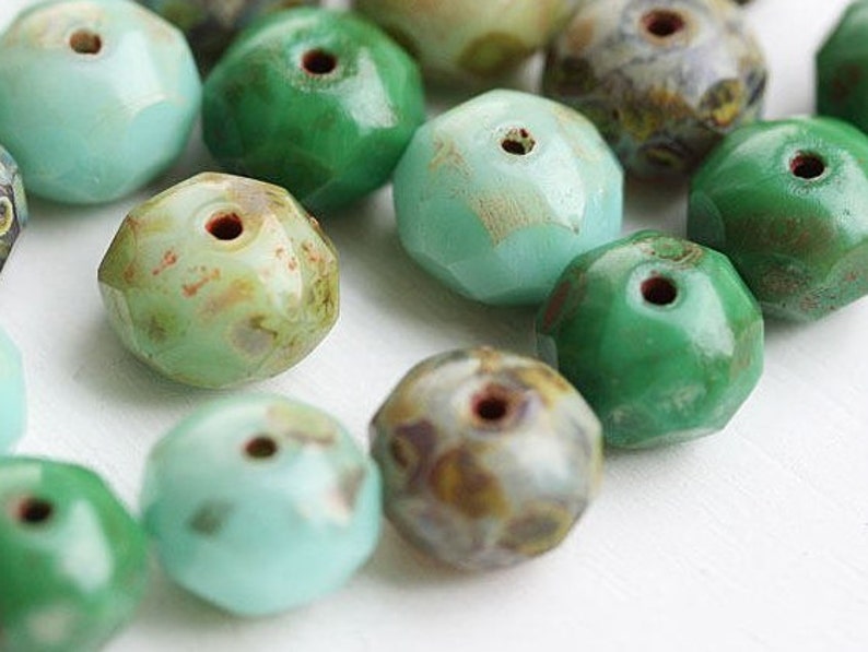 Prehnite earrings Green earrings Sterling silver earrings Czech glass earrings