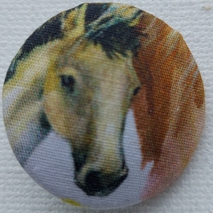 6 XL &quot;horses&quot; fabric buttons 30 mm diameter horse motifs
