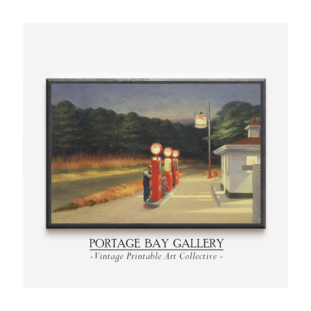 Edward Hopper Gas Station Painting Digital Download Art, Gas Station