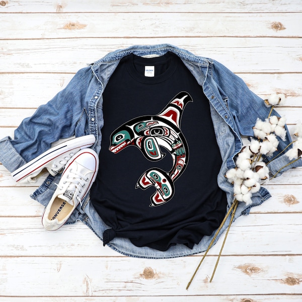 Alaska Native American Art Style Indian Tlingit Orca Killer Whale First Nations Indigenous Coastal Haida Tsimshian Formline Unisex T-Shirt