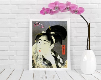 Geisha Painting, Japanese Art, Instant Downloads, Art Prints, Oriental Decor, Digital Prints, Downloadable Art, Geisha Girl, Japanese Poster