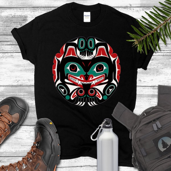 Alaska Native American Art Style Indian Pride Tlingit Eagle Bear Clan First Nations Indigenous West Coast Haida Tsimshian Unisex T-Shirt