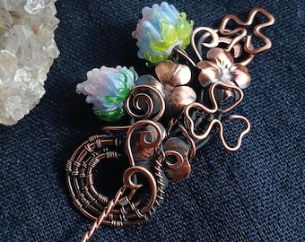 Copper Clover Brooch - Lucky Nature Gift For Her - Witchy Pagan Jewelry